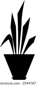 Houseplant icon in a pot. Black vector flat icon of a plant for design and web.