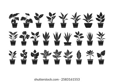 Houseplant Icon Set – Decorative Potted Plants for Design Projects