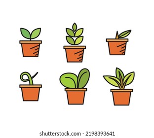 houseplant icons set vector illustration