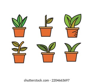 houseplant icons set vector illustration