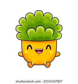 houseplant kawaii character vector illustration