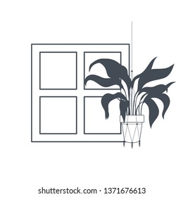 houseplant on macrame hangers icon