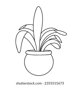 Esbozo de la planta doméstica. Planta de hogar Doodle aislada en fondo blanco. Ilustración vectorial.