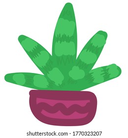 planta doméstica en una olla rosa, elemento vector en un estilo simple plano, dibujo infantil