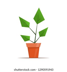 Houseplant in a pot. Cute simple graphic vector illustration in flat style for flower shop design