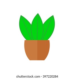 A houseplant in a pot. Flat design.