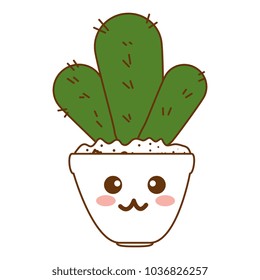 houseplant in pot happy kawaii character