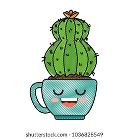 houseplant in pot happy kawaii character
