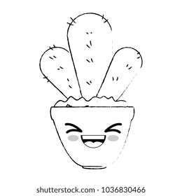 houseplant in pot happy kawaii character