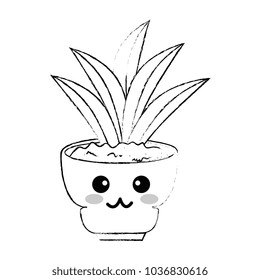 houseplant in pot happy kawaii character