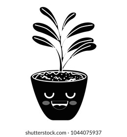houseplant in pot happy kawaii character