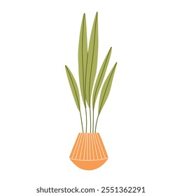 Houseplant in a pot. Home plant palm flowers in pots isolated on white background. Vector illustration. Flat style. Decorative plants for the home.