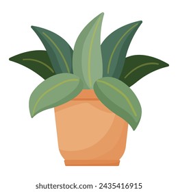 Houseplant pot icon cartoon vector. Exotic flower. Office window planter