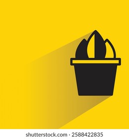 houseplant pot icon with drop shadow on yellow background