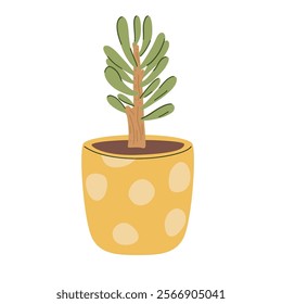 Houseplant in pot for interior decoration.Vector illustration plant in flat style. Perfect for home decor, eco-friendly designs, and botanical projects. 