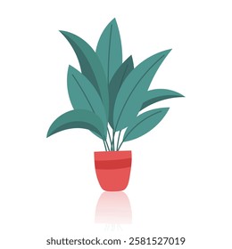 Houseplant in the pot isolated on white. Concept of indoor greenery, home decor, nature and botanical design. Vector hand drawn clipart.