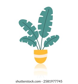 Houseplant in the pot isolated on white. Concept of home greenery, nature, eco-friendly interior and botanical decoration. Vector flat clipart.