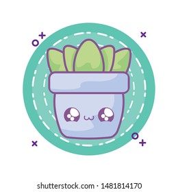 houseplant in pot kawaii style
