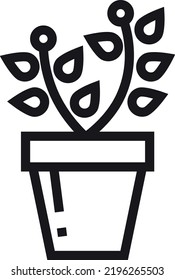 Houseplant in pot line icon. Home decoration symbol