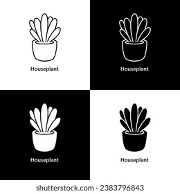 Houseplant in a pot. Plants and Flowers Icon Logo Illustration