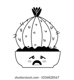 houseplant in pot sad kawaii character