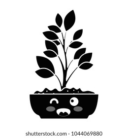 houseplant in pot sad kawaii character