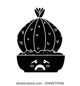 houseplant in pot sad kawaii character