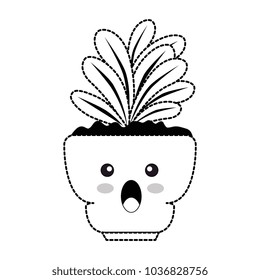 houseplant in pot terrified kawaii character