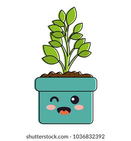 houseplant in pot terrified kawaii character