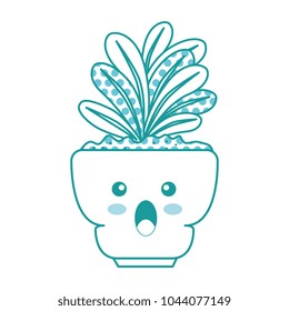 houseplant in pot terrified kawaii character