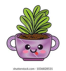 houseplant in pot with tongue out kawaii character
