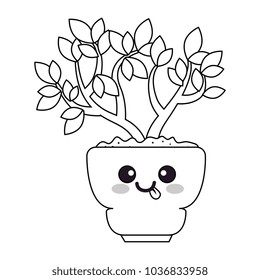 houseplant in pot with tongue out kawaii character