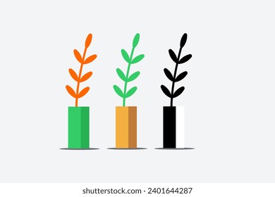 Houseplant in pot, trendy hand drawn vector flat illustration, urban jungle design, tropical plant.