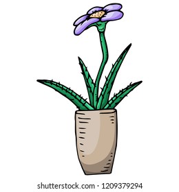 Houseplant in a pot. Vector of a flower in a pot. Hand drawn plant flower in a pot.