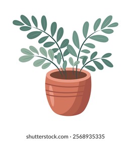 Houseplant in a pot. Vector illustration isolated on white background.