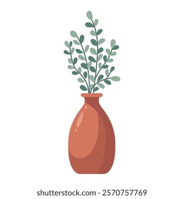 Houseplant in a pot. Vector illustration isolated on white background.