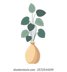 Houseplant in a pot. Vector illustration isolated on white background.