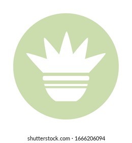 houseplant with potted, block and flat style icon vector illustration design