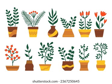 Houseplant Potted Illustration Element Set