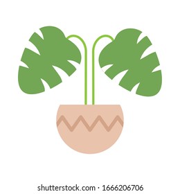 houseplant with potted on white background vector illustration design