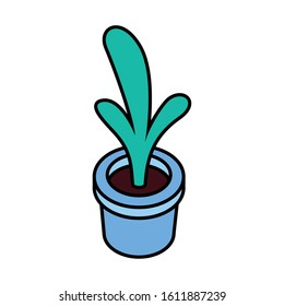 houseplant with potted in white background vector illustration design