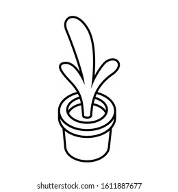houseplant with potted in white background vector illustration design