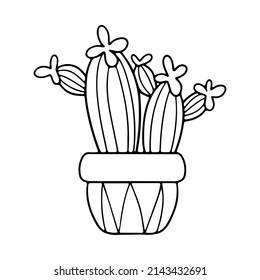 A houseplant. Simple vector illustration. Black and white drawing.
