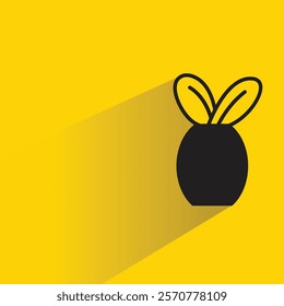 houseplant vase icon with shadow on yellow background