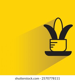 houseplant vase icon with shadow on yellow background