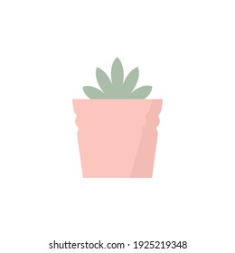 Ilustración vectorial de plantas domésticas. Planta interior de estilo plano en olla rosa. Jardinería, verde, conceptos interiores minimalistas.
