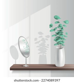 Houseplants background with house floral interior realistic vector illustration