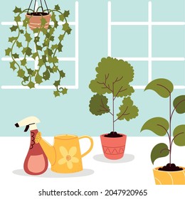 houseplants care in the home cartoon