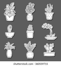 Houseplants cartoon stickers