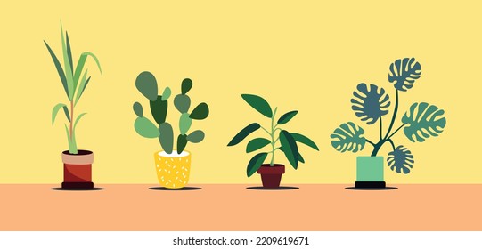 Houseplants Flower Pot Houseplants Isolated Logo Stock Vector (Royalty ...